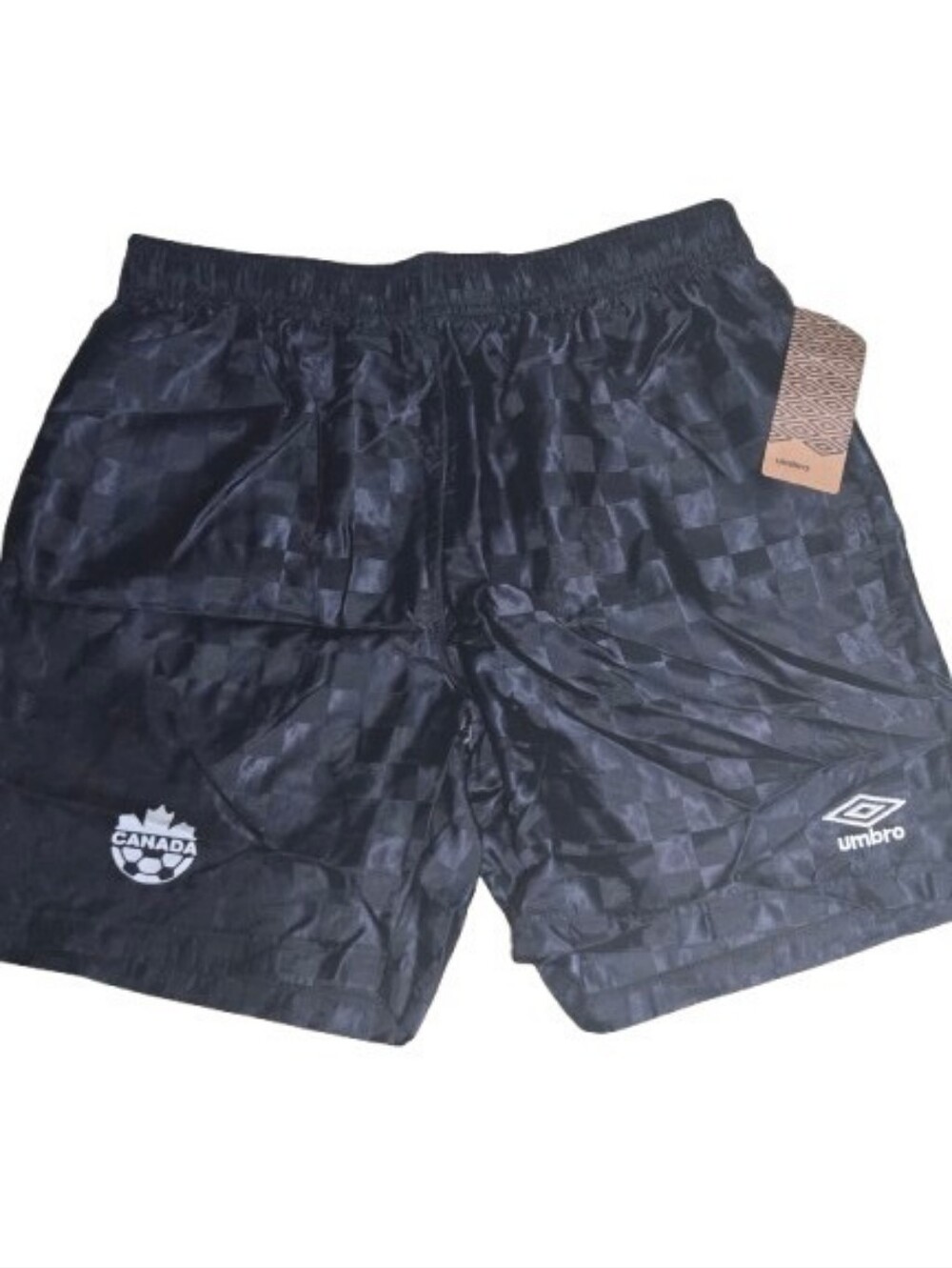 Umbro Black Checkered Soccer Shorts with Canada Logo
